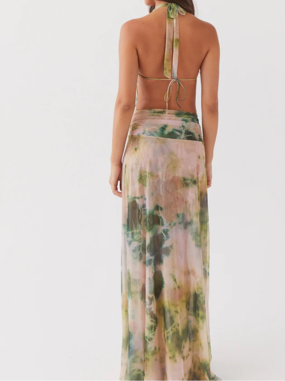 Peppermayo Elysia Maxi Dress in Rainforest Y2K Mesh Halter US 6 - Picture 4 of 8